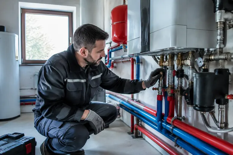 Vérification des raccordements d'un système de chauffage avant l'installation du plancher chauffant