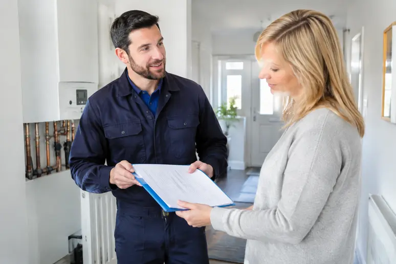 Remise de l'attestation d'entretien obligatoire par le technicien suite à la révision de la chaudière
