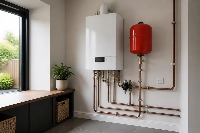 Installation d'un vase d'expansion raccordé sur une chaudière murale gaz